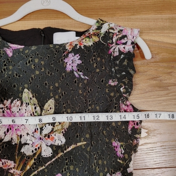 Anthropologie Eri + Ali Nevaeh Black Floral Lace Dress Size 4 - Picture 3 of 12
